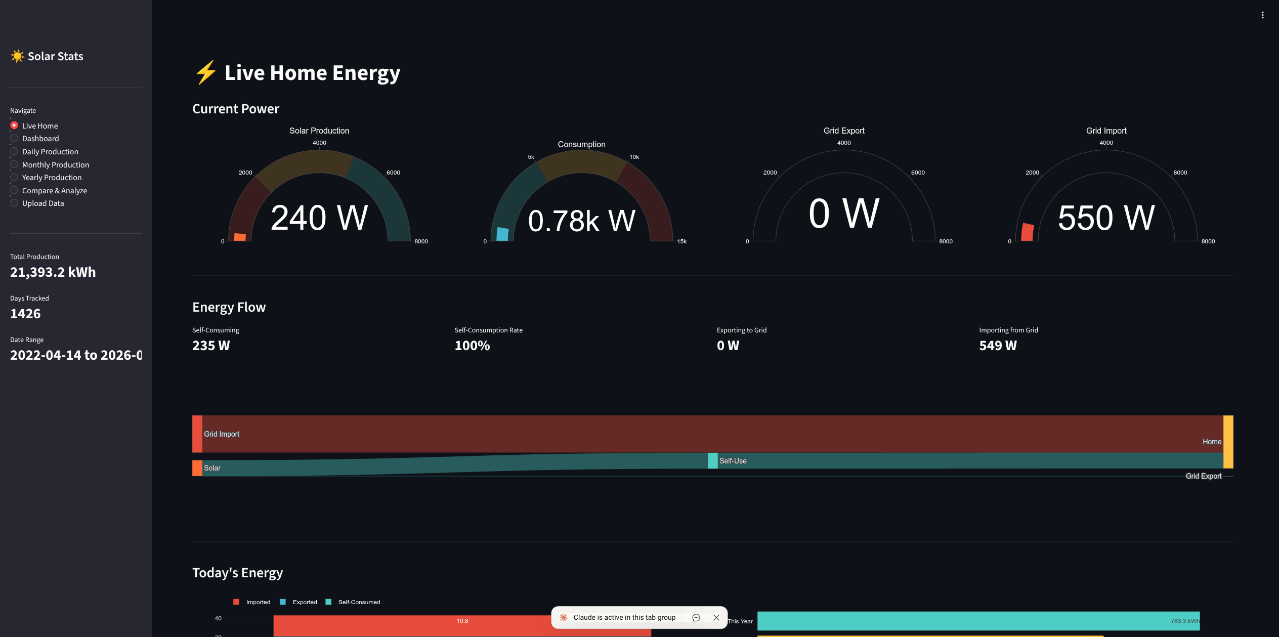 Screenshot of Solar Stats